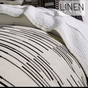 HOTEL COLLECTION Global Stripe Linen King Duvet Cover & 2 Standard Shams